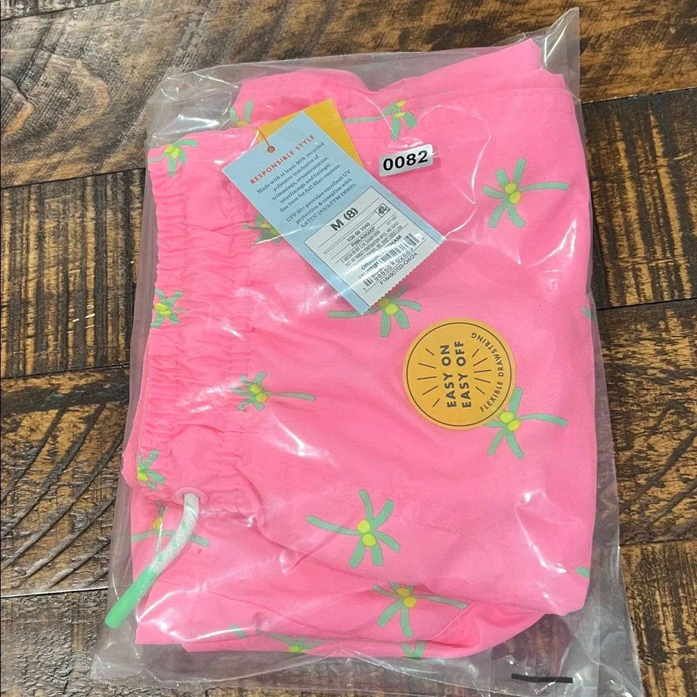 Cat & Jack Pink Shorts with Green Palm Print